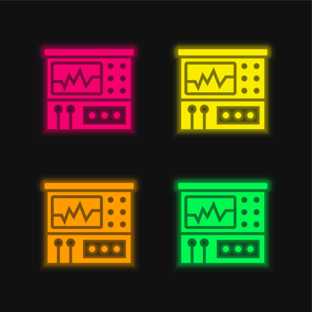 Analizátor négy szín izzó neon vektor ikon - Vektor, kép