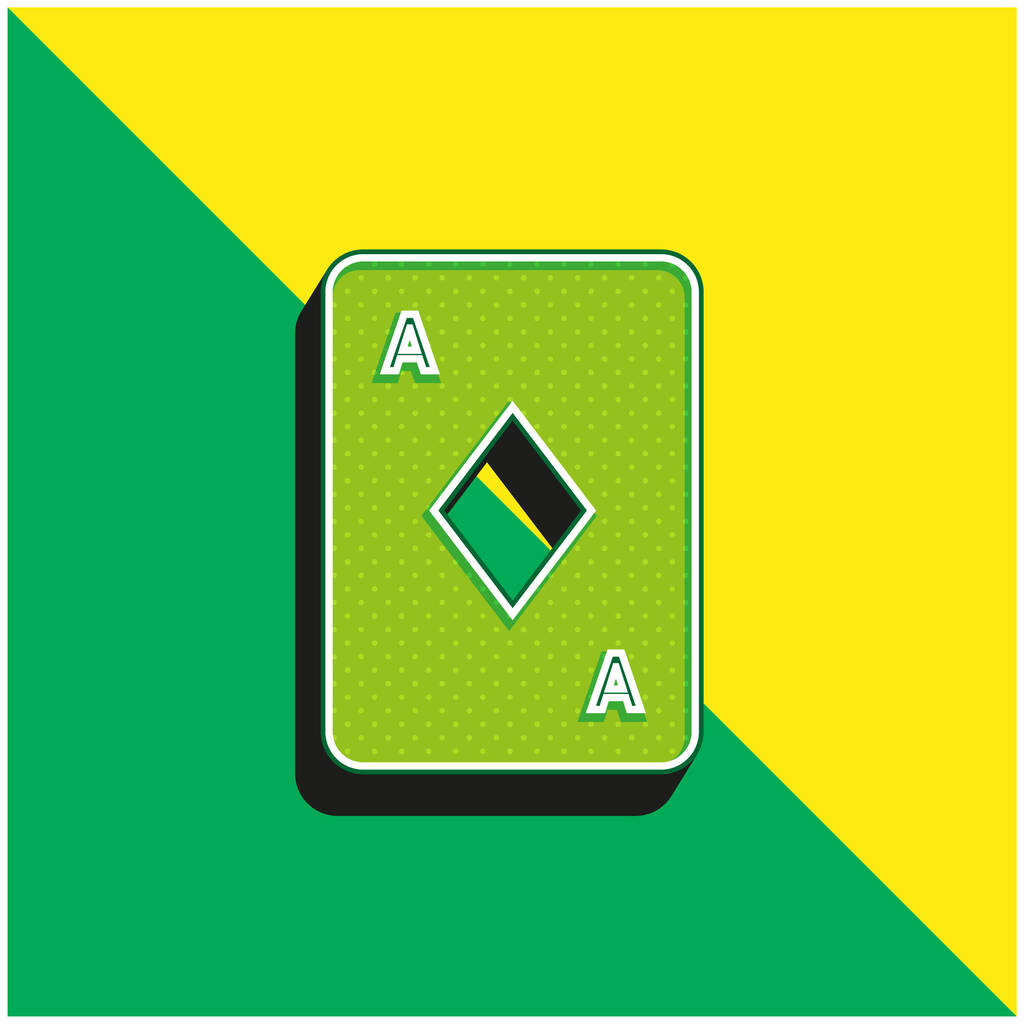 Ás de diamantes Verde e amarelo moderno logotipo vetor 3d ícone - Vetor, Imagem
