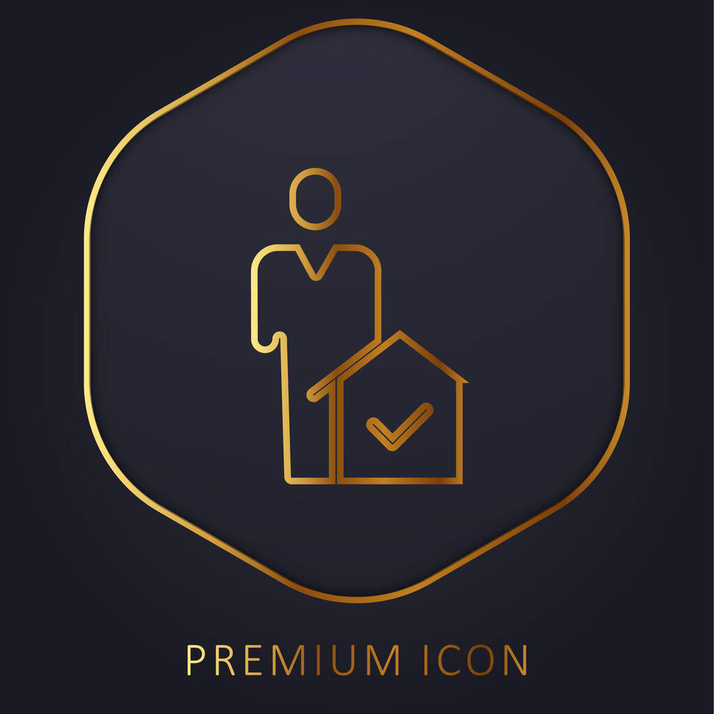 Logo o icono premium de la línea dorada del agente - Vector, Imagen