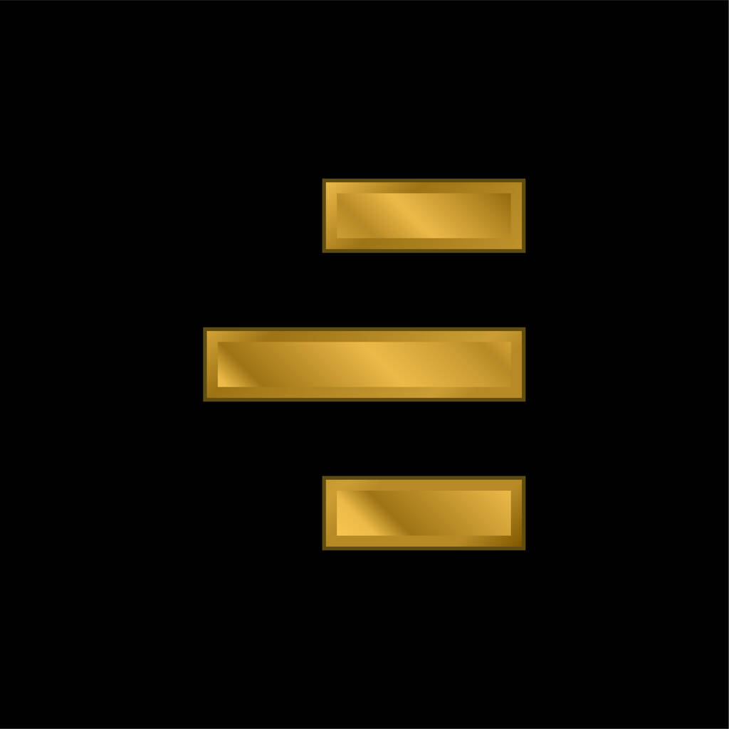Alineación al lado derecho chapado en oro icono metálico o logo vector - Vector, Imagen
