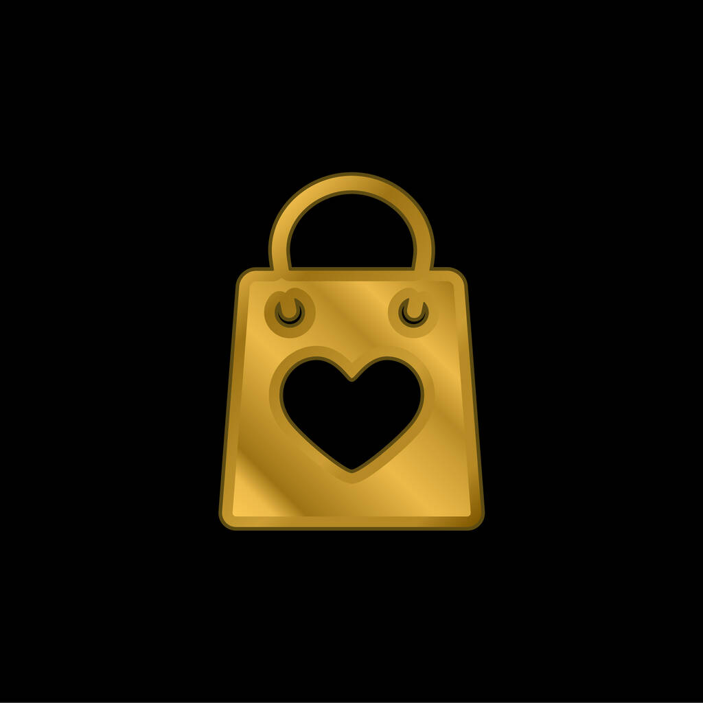 Τσάντα με μια καρδιά επιχρυσωμένο μεταλλικό εικονίδιο ή το λογότυπο διάνυσμα - Διάνυσμα, εικόνα