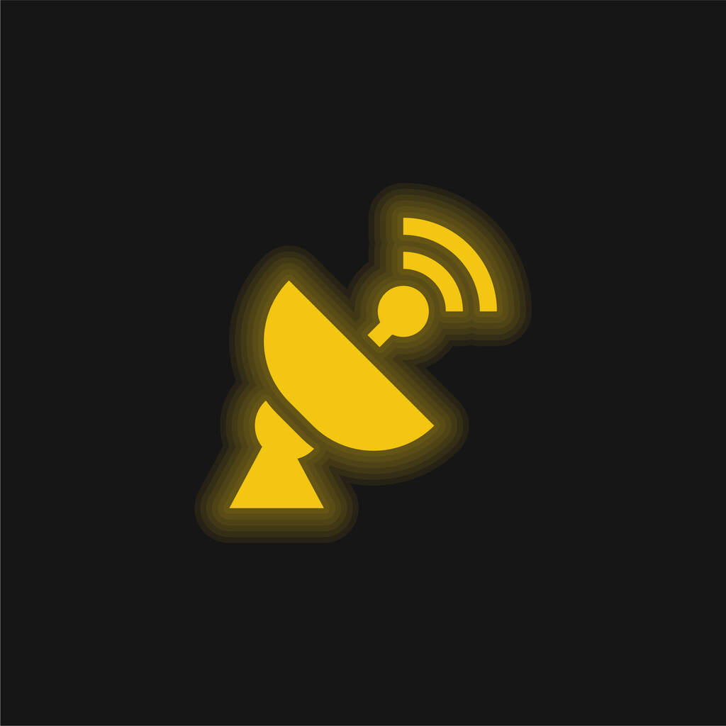 Antena amarelo brilhante ícone de néon - Vetor, Imagem