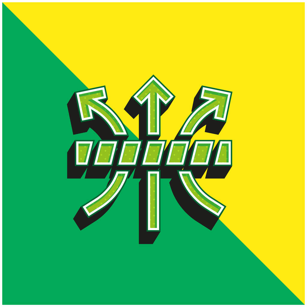 Logo vectoriel 3D moderne respirant vert et jaune - Vecteur, image