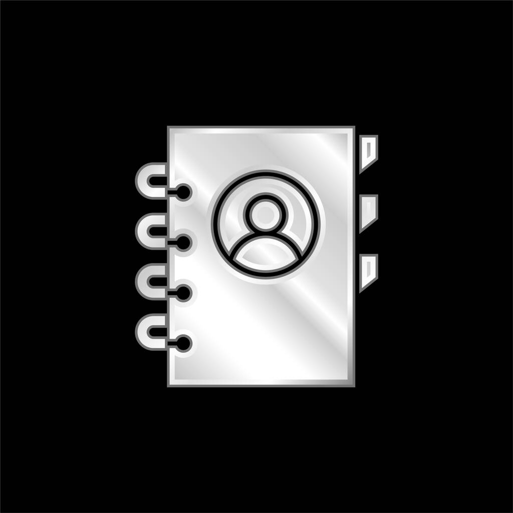 Libreta de direcciones plateado icono metálico - Vector, Imagen