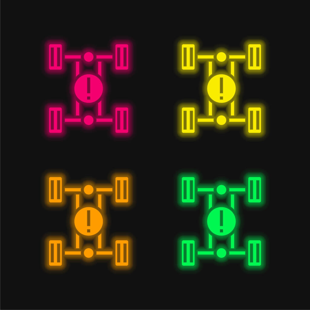 Briser quatre couleurs rougeoyantes icône vectorielle néon - Vecteur, image