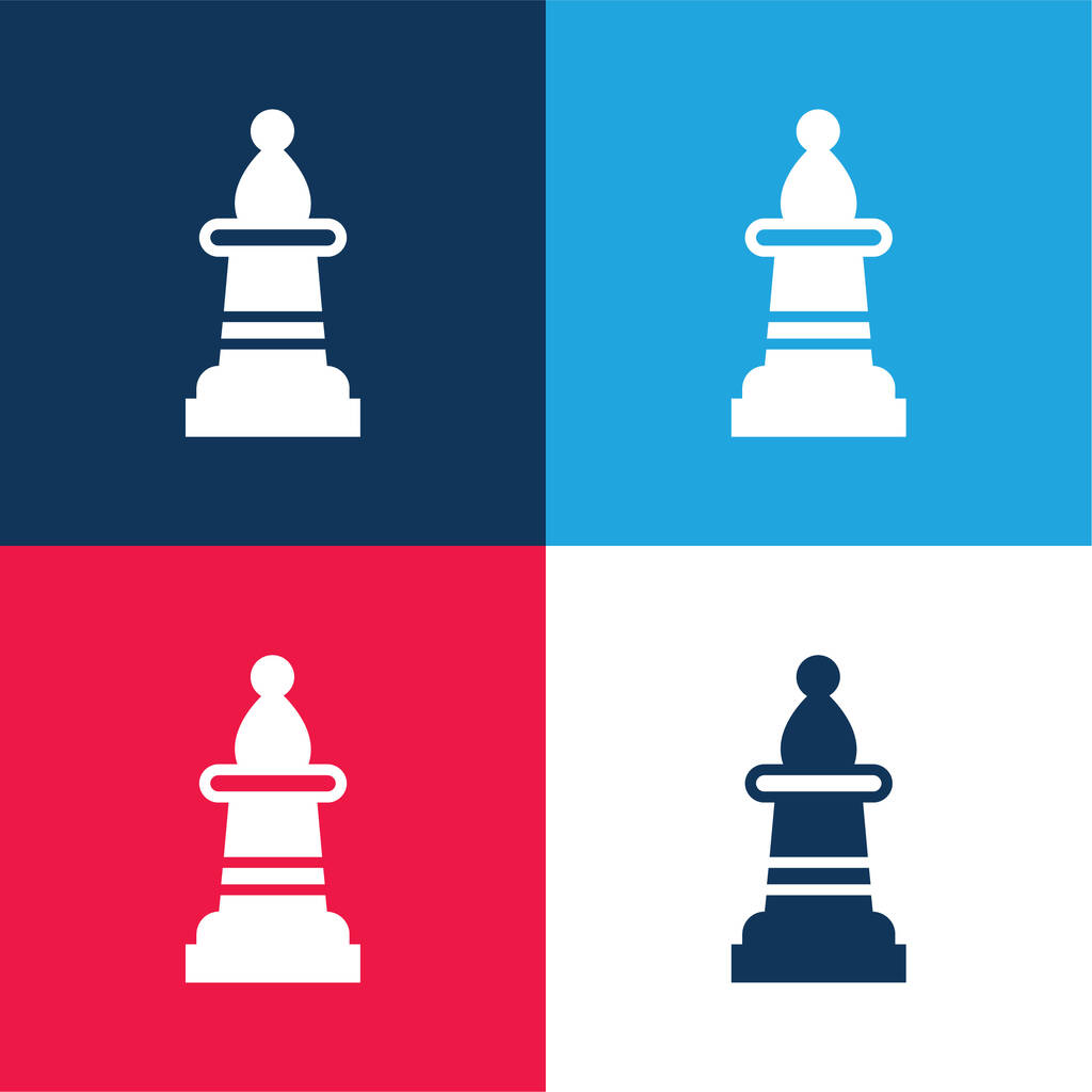 Alfil azul y rojo conjunto de iconos mínimo de cuatro colores - Vector, imagen