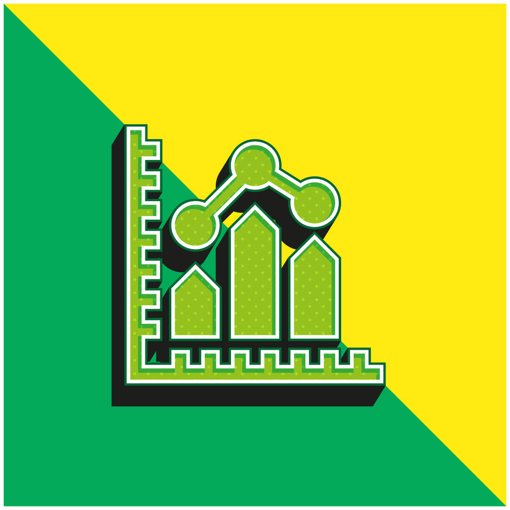 Bar Chart Vihreä ja keltainen moderni 3d vektori kuvake logo - Vektori, kuva