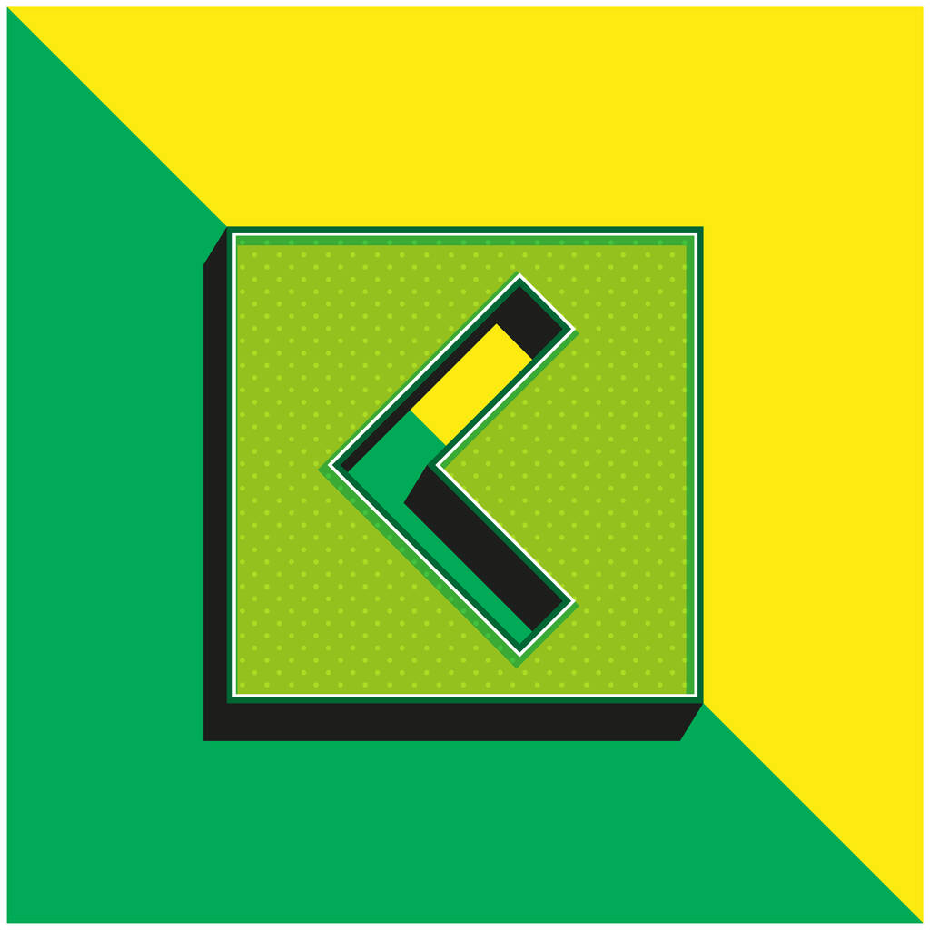 Стрелка назад в квадратный интерфейс Кнопка Зеленый и желтый современный 3D логотип векторной иконки - Вектор,изображение