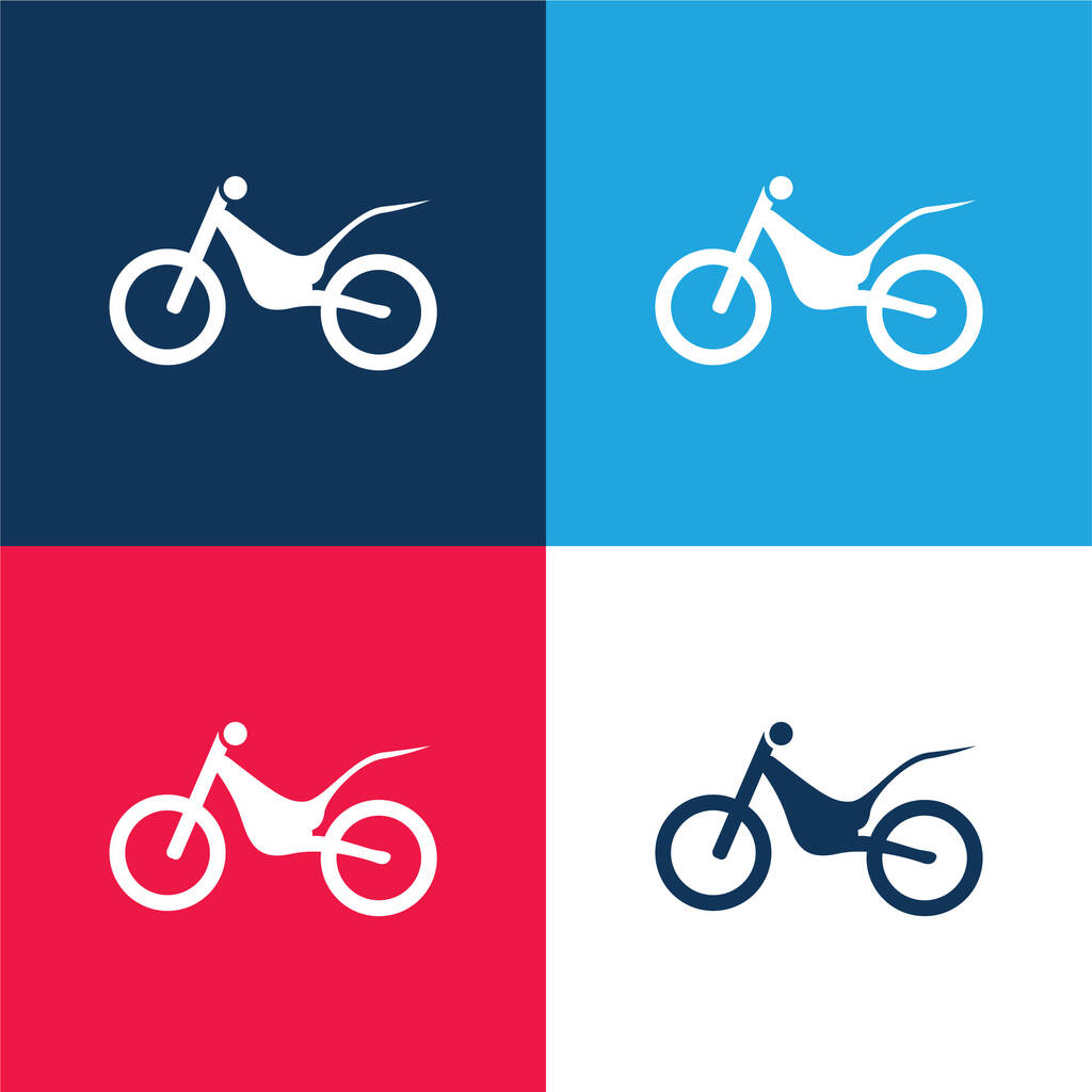 Bike Vista laterale blu e rosso set di icone minimali a quattro colori - Vettoriali, immagini