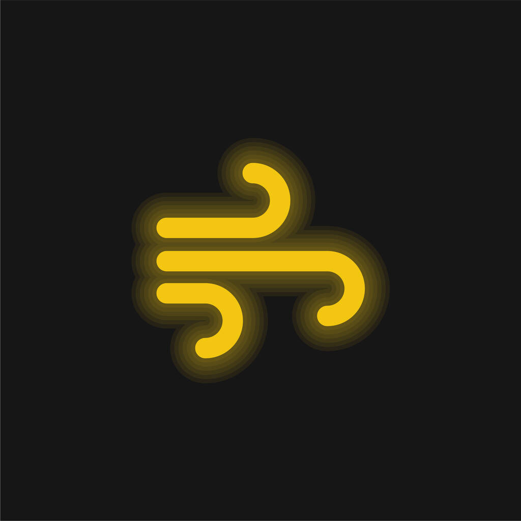 Air Element geel gloeiend neon pictogram - Vector, afbeelding