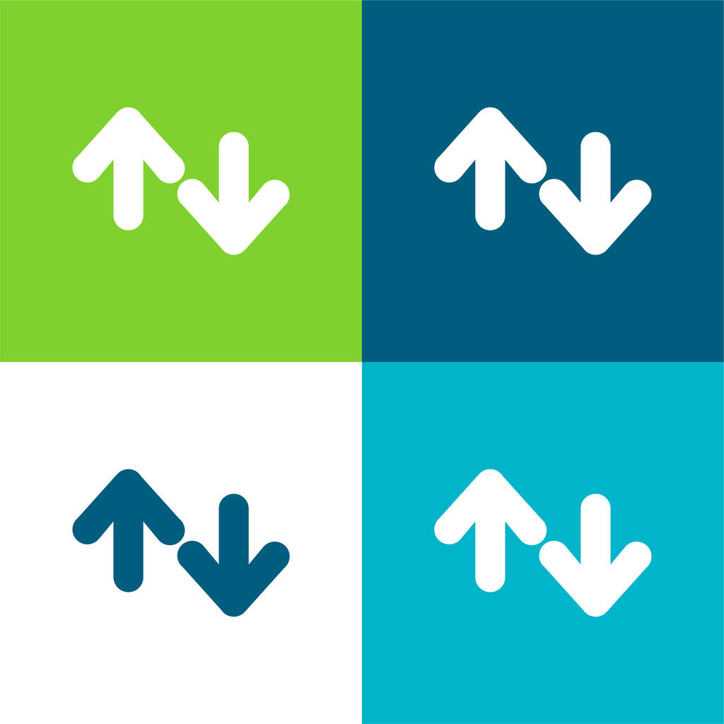 Flèches vers le haut et vers le bas Ensemble minimal d'icônes de quatre couleurs - Vecteur, image