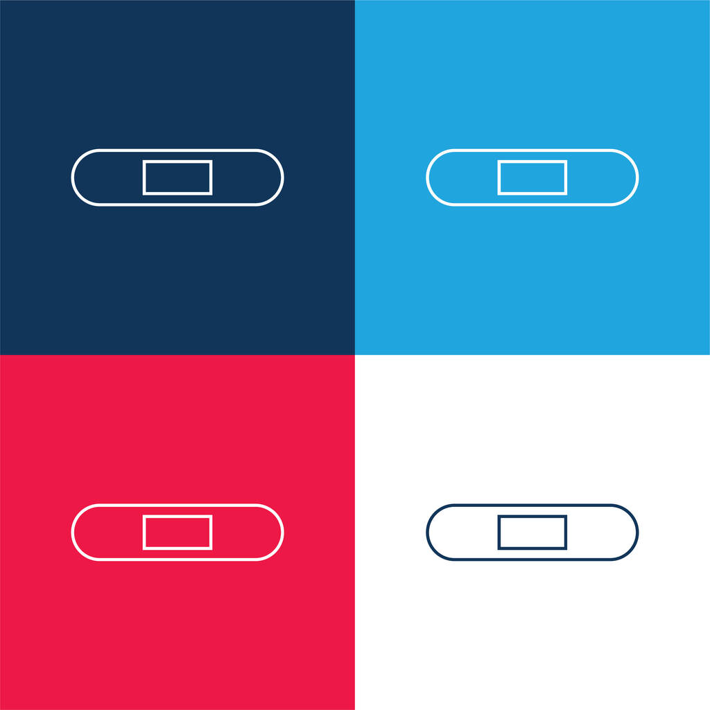 バンドエイドシルエットホワイト詳細青と赤の4色の最小アイコンセット - ベクター画像