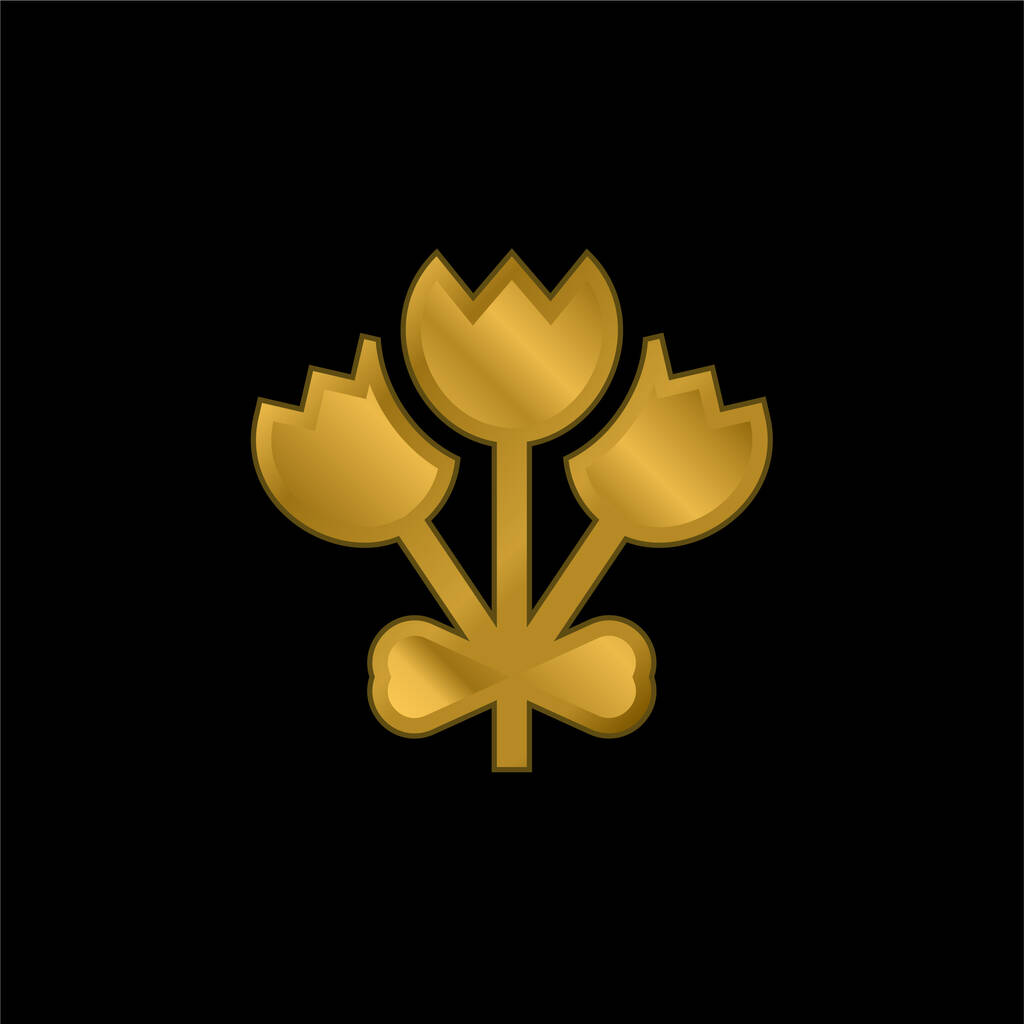 Bouquet chapado en oro icono metálico o logo vector - Vector, Imagen