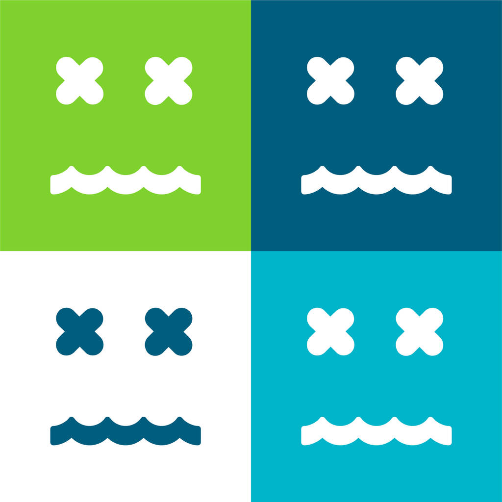 Unieważniony Emoticon Square Face Flat cztery kolory minimalny zestaw ikon - Wektor, obraz