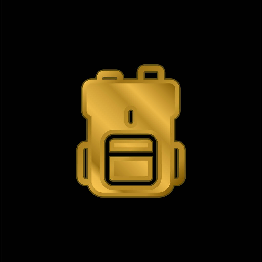 Big Backpack gold plated metalic icon or logo vector - Vector, Image