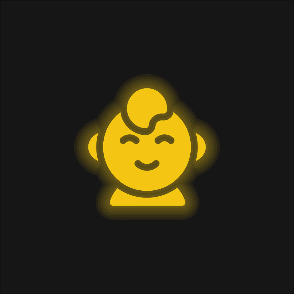 Baby Boy żółty świecący neon ikona - Wektor, obraz