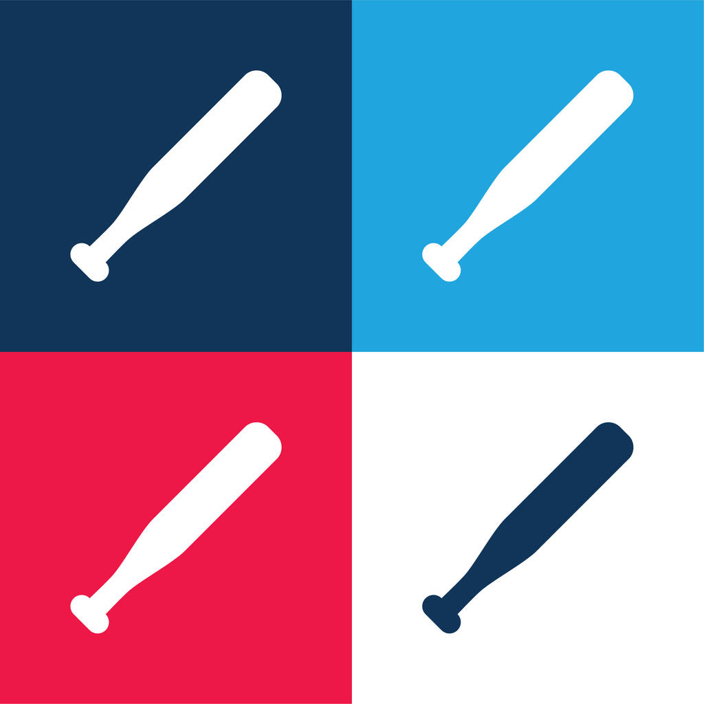 Bat blue and red four color minimal icon set - Vector, Image