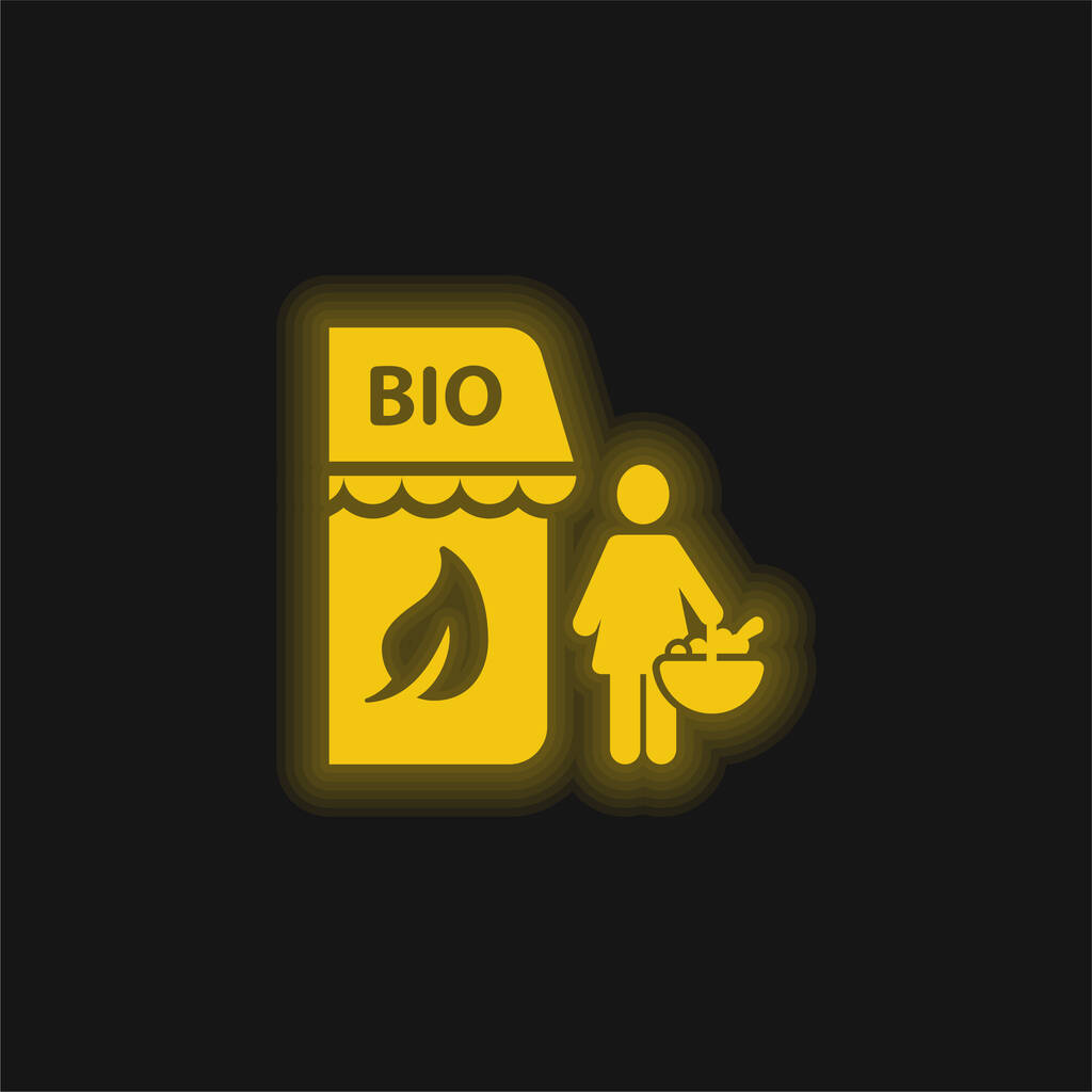 Biyolojik Depo Sarı parlak neon simgesi - Vektör, Görsel