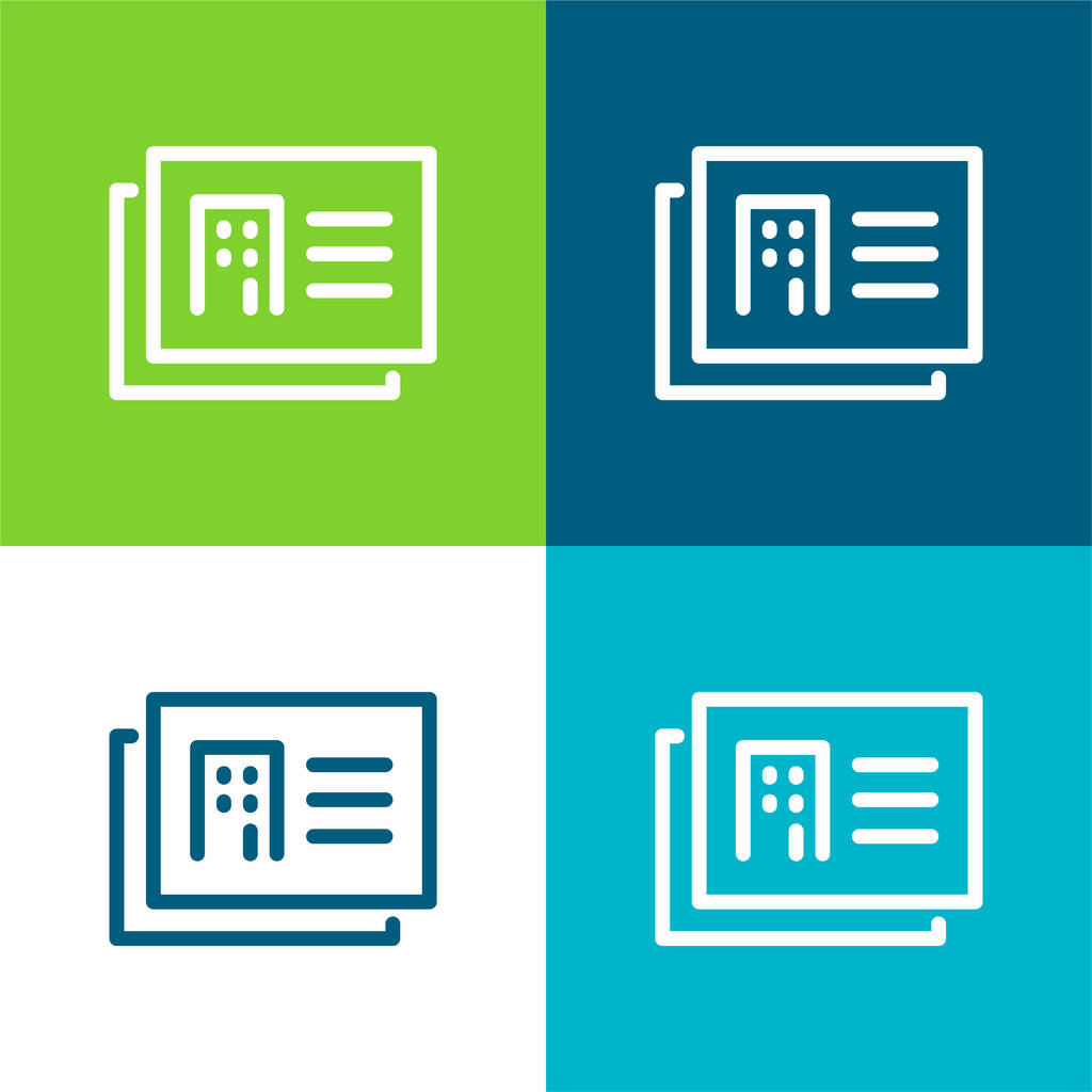 Architect Bemutató kártyák Lapos négy szín minimális ikon készlet - Vektor, kép