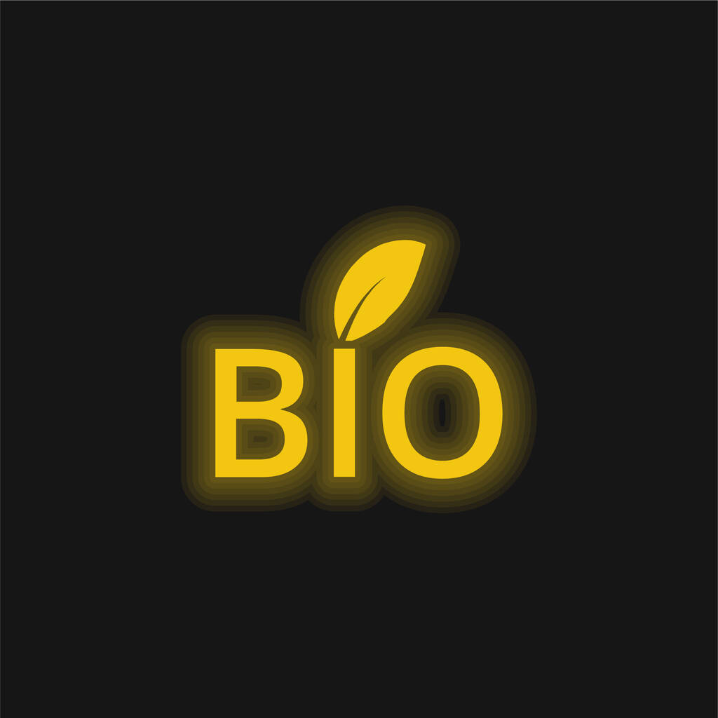 Bio Energy Symbol icono de neón brillante amarillo - Vector, Imagen