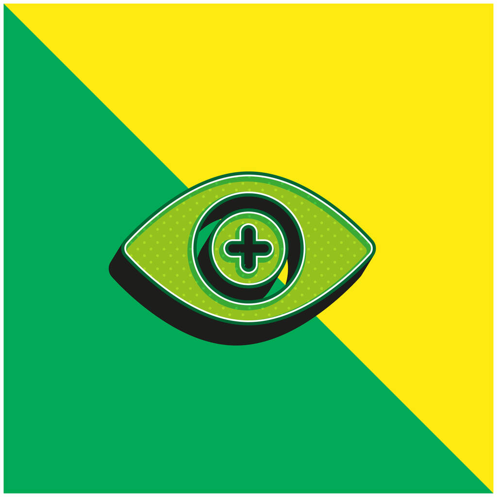 Bionische Kontaktlinse Grünes und gelbes modernes 3D-Vektorsymbol-Logo - Vektor, Bild