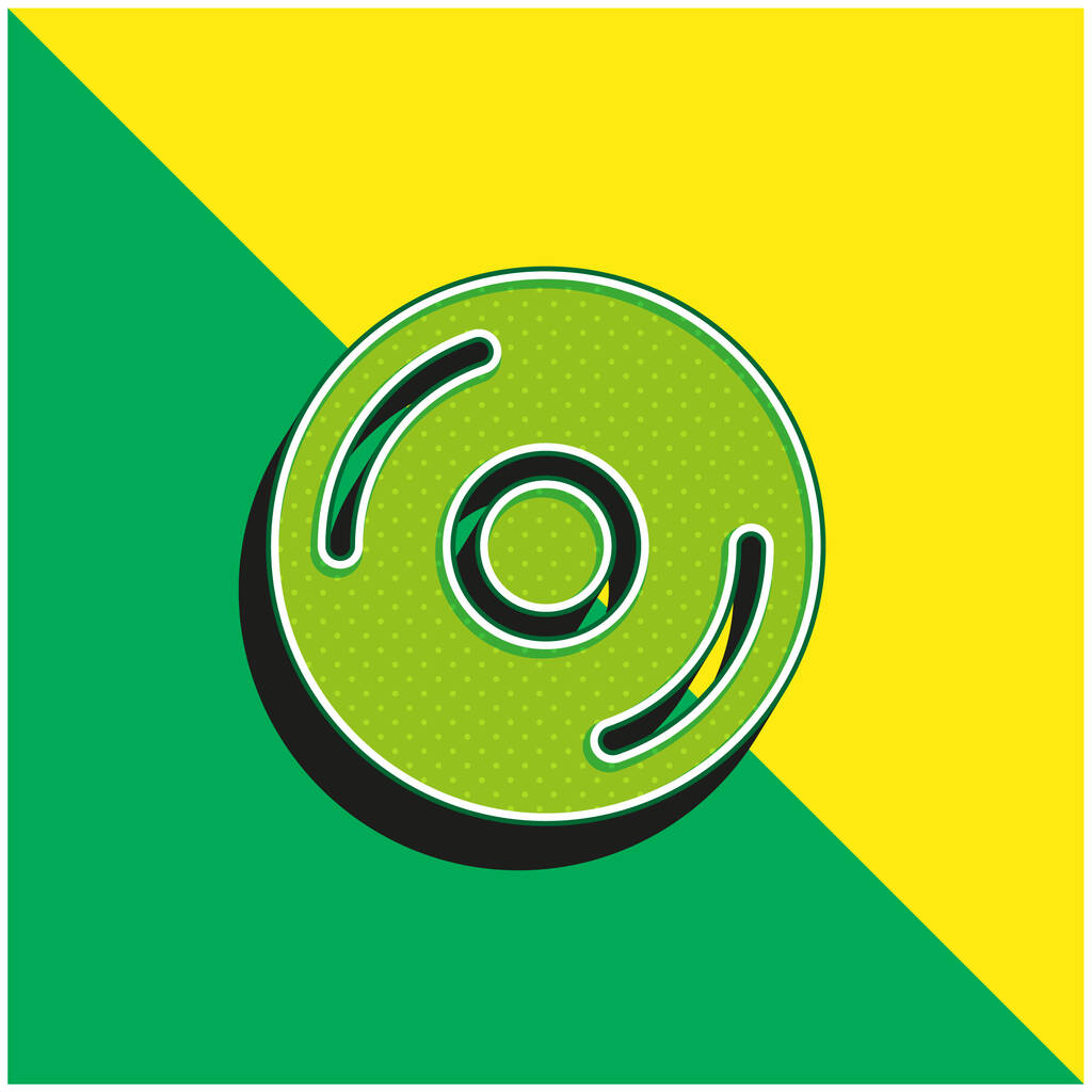 Big CD Green and yellow modern 3d vector icon logo - Vector, Image