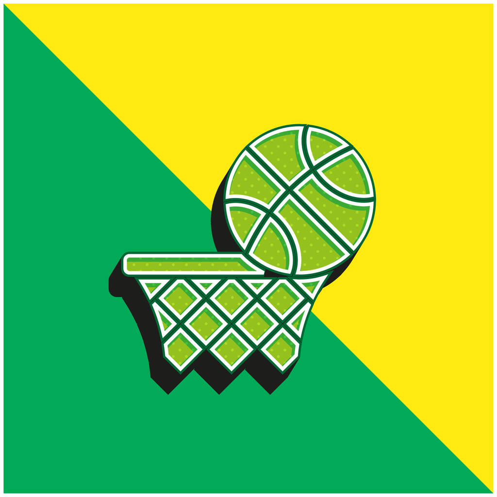 Pallacanestro Logo icona vettoriale 3D moderna verde e gialla - Vettoriali, immagini