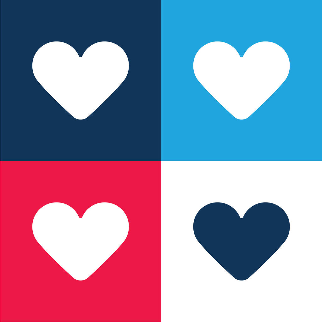 Corazón negro azul y rojo conjunto de iconos mínimo de cuatro colores - Vector, imagen