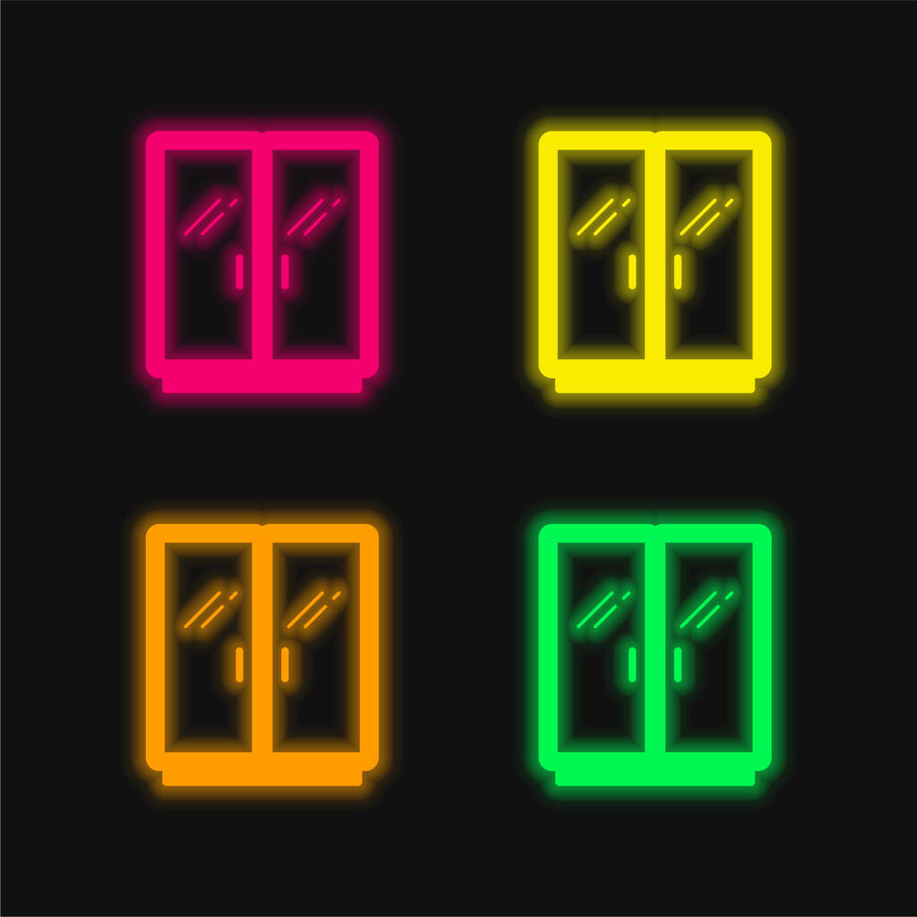Μεγάλη ντουλάπα τέσσερα χρώμα λαμπερό εικονίδιο διάνυσμα νέον - Διάνυσμα, εικόνα