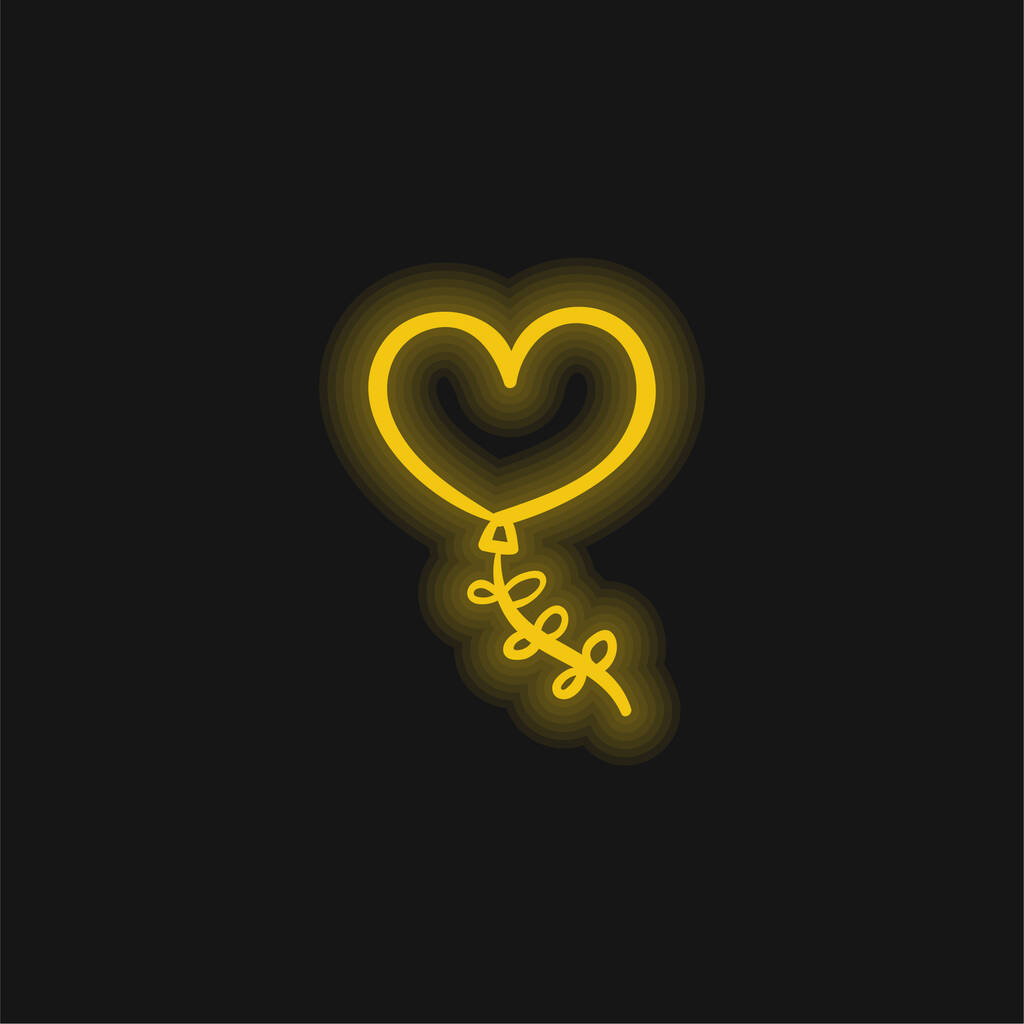 Ícone de néon brilhante amarelo balão - Vetor, Imagem