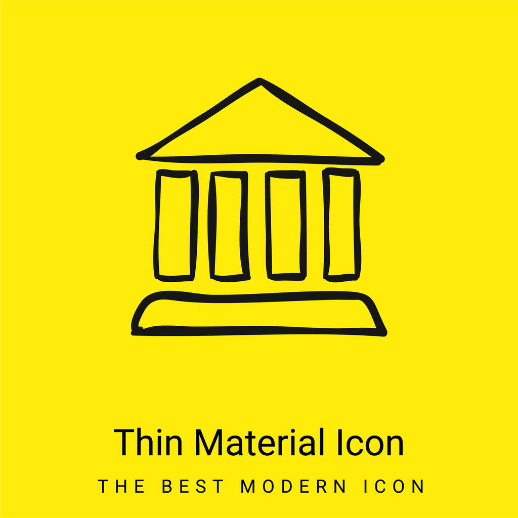 Antieke zuilen gebouw contouren minimale helder geel materiaal icoon - Vector, afbeelding