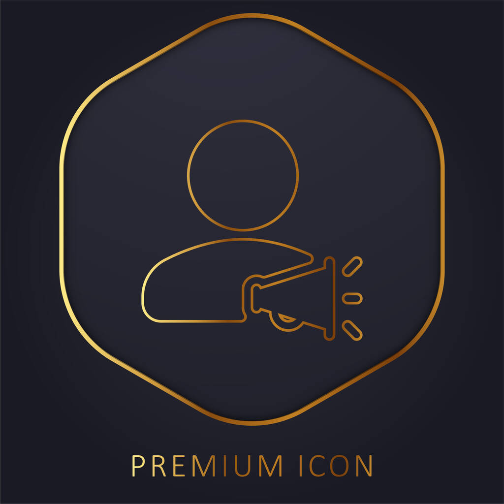 Anunciante linha dourada logotipo premium ou ícone - Vetor, Imagem