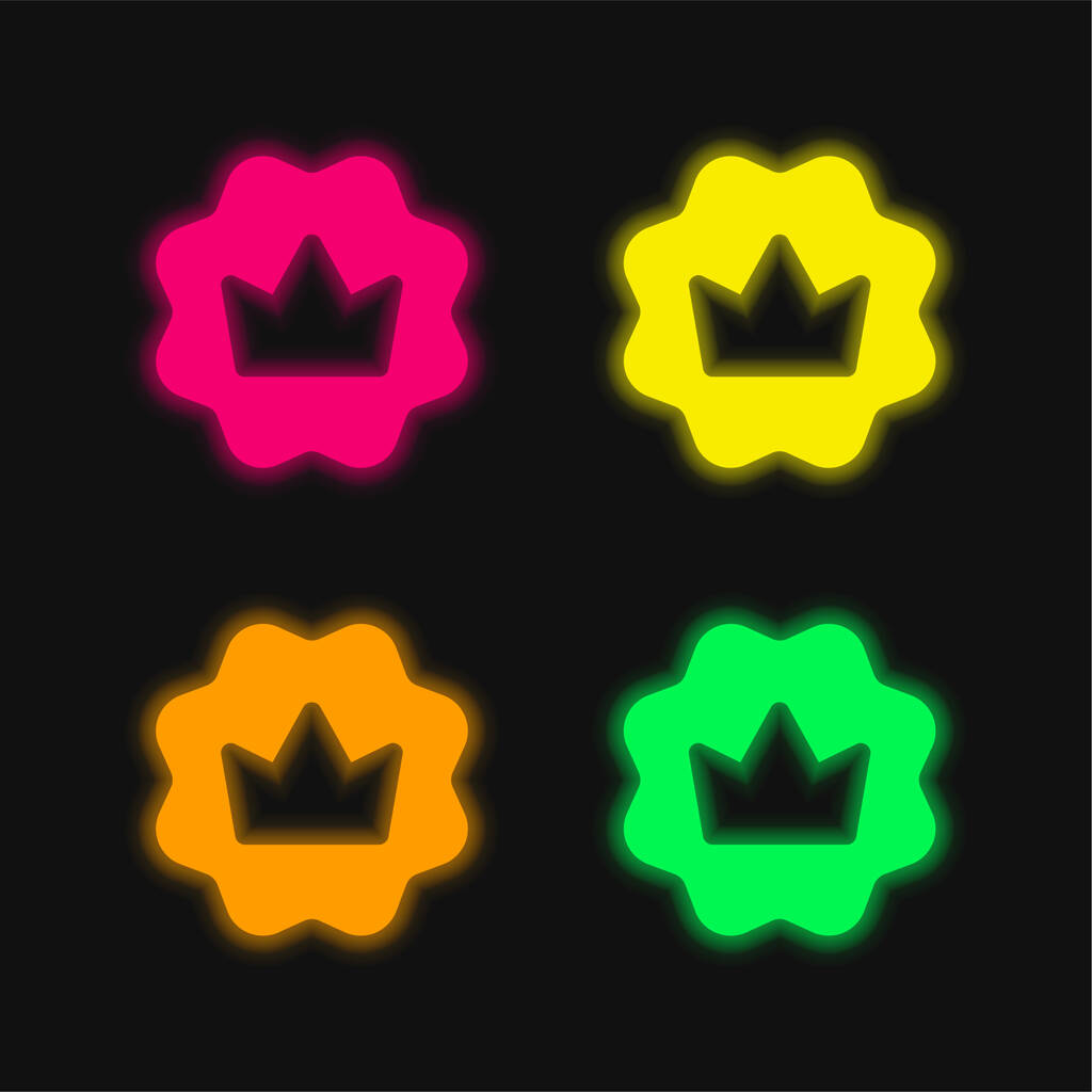 Virkamerkki neljä väriä hehkuva neon vektori kuvake - Vektori, kuva