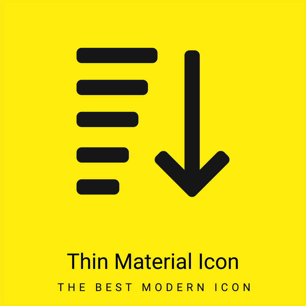 Ascendente Ordenar mínimo icono de material amarillo brillante - Vector, imagen