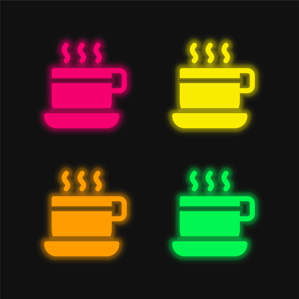 Break Time čtyři barvy zářící neonový vektor ikona - Vektor, obrázek