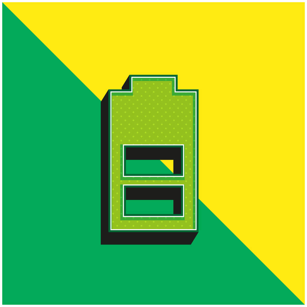 Μπαταρία με μισή φόρτιση Πράσινο και κίτρινο σύγχρονο 3d διάνυσμα λογότυπο εικονίδιο - Διάνυσμα, εικόνα