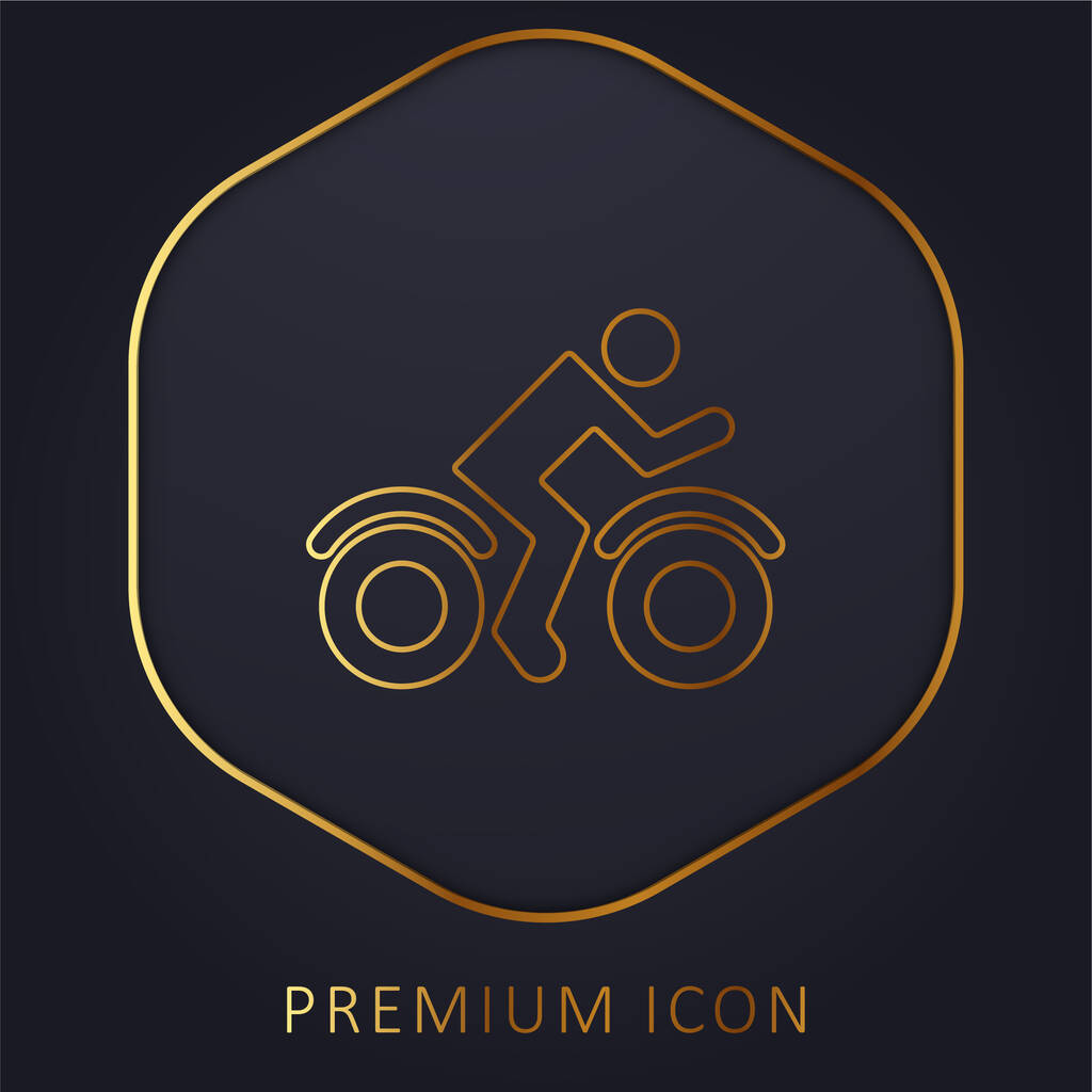 Bike Rider Side View ligne dorée logo premium ou icône - Vecteur, image