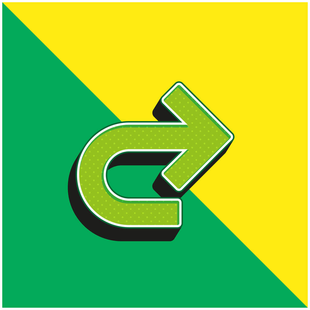 矢印右カーブ緑と黄色の現代的な3Dベクトルアイコンのロゴ - ベクター画像