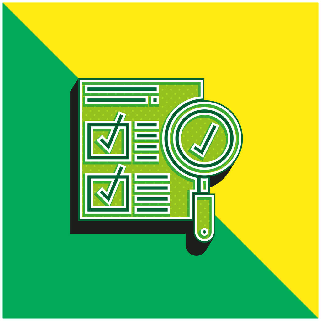 Jóváhagyás Zöld és sárga modern 3D vektor ikon logó - Vektor, kép