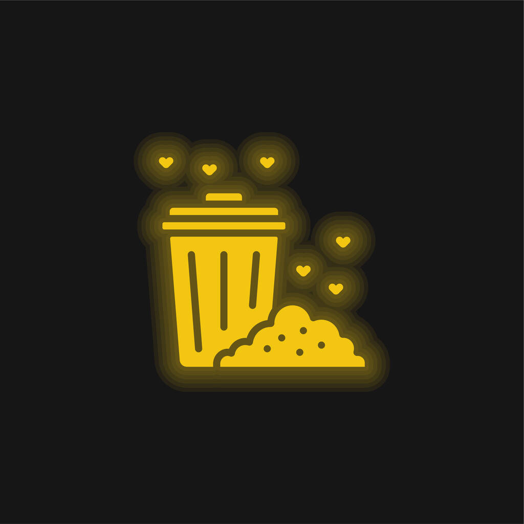 Çöp tenekesi sarı parlak neon simgesi - Vektör, Görsel