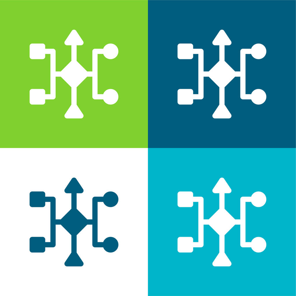 Algorytm Płaskie cztery kolory minimalny zestaw ikon - Wektor, obraz
