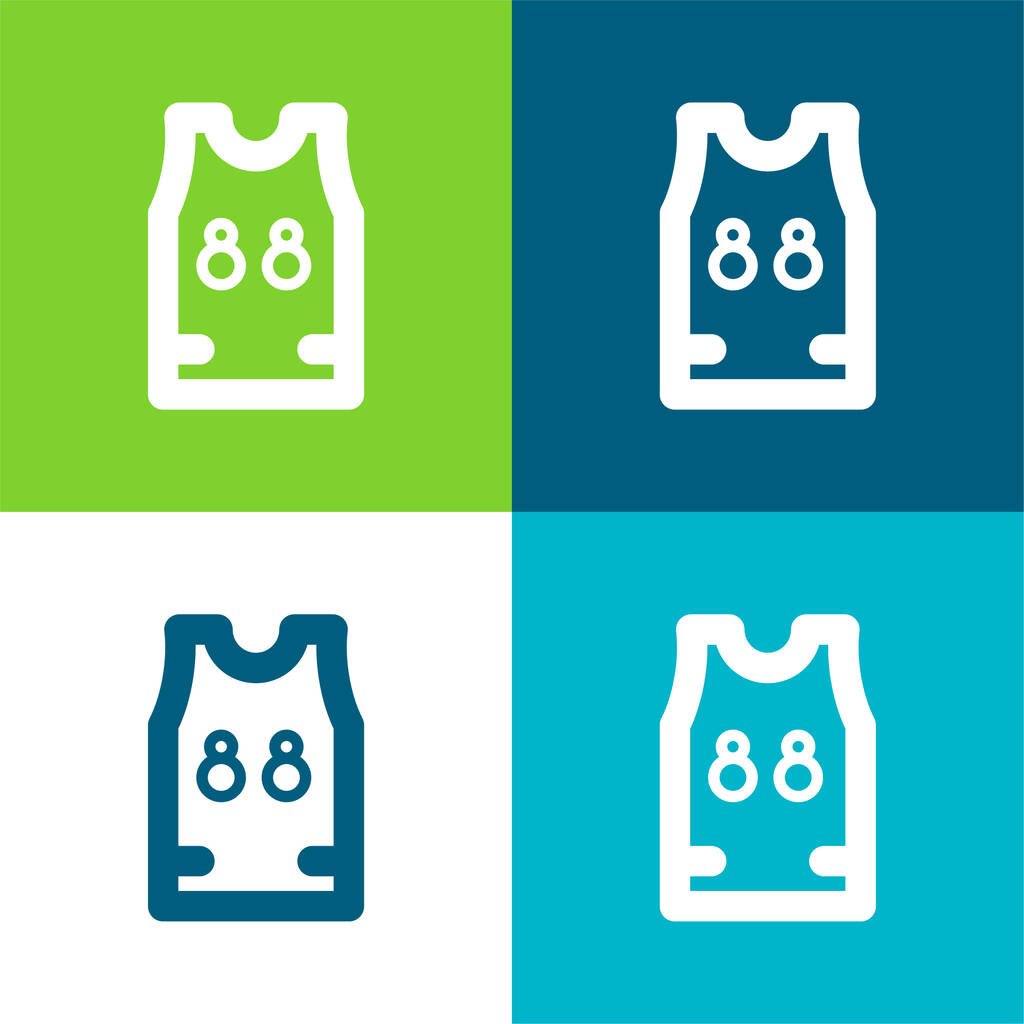 Basketball Jersey Flat чотири кольори мінімальний набір ікон - Вектор, зображення
