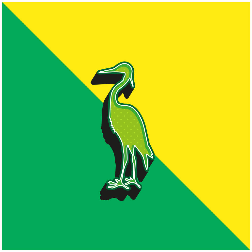 Bird Crane Kształt Zielony i żółty nowoczesny ikona wektora 3D logo - Wektor, obraz