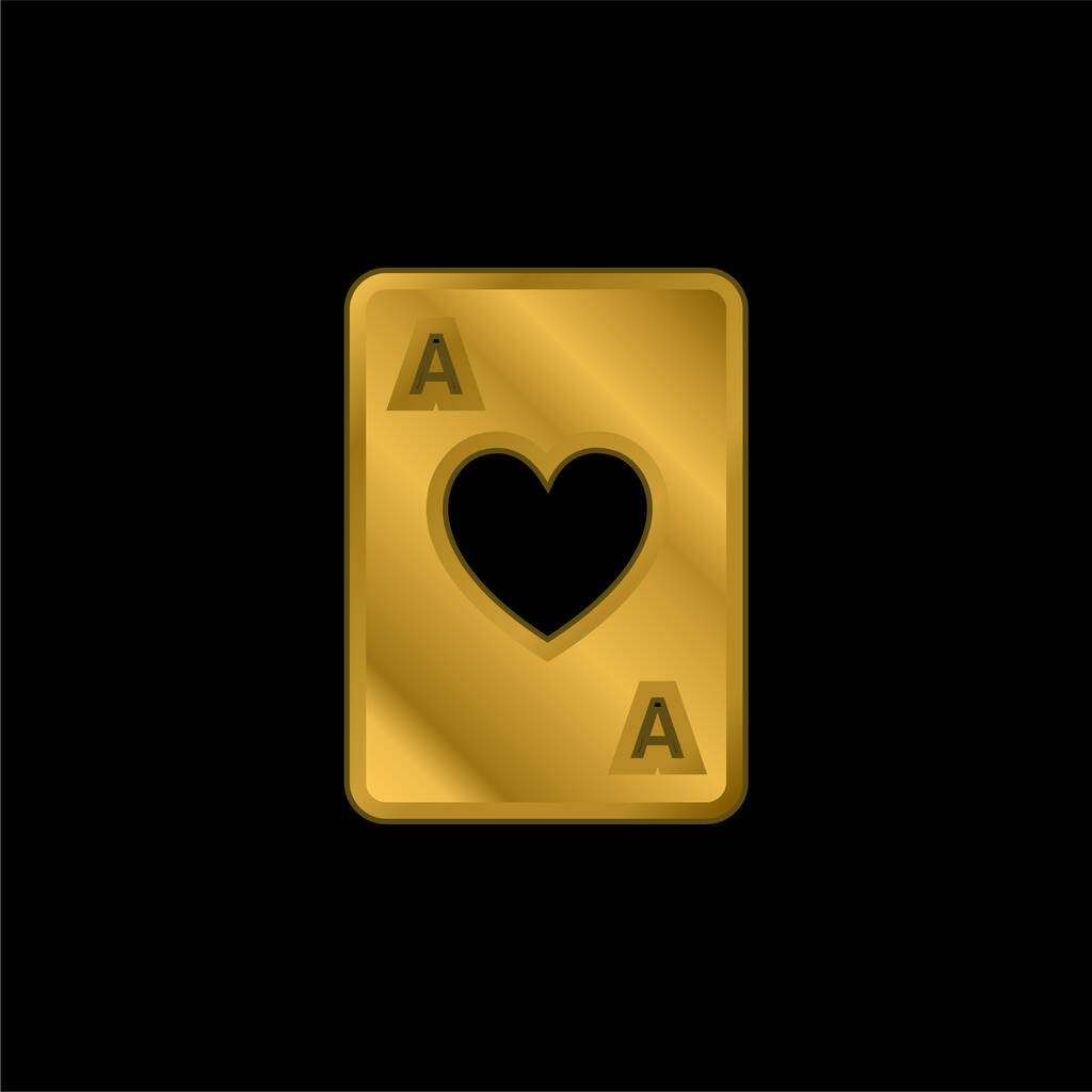Позолоченная икона туза сердец или вектор логотипа - Вектор,изображение
