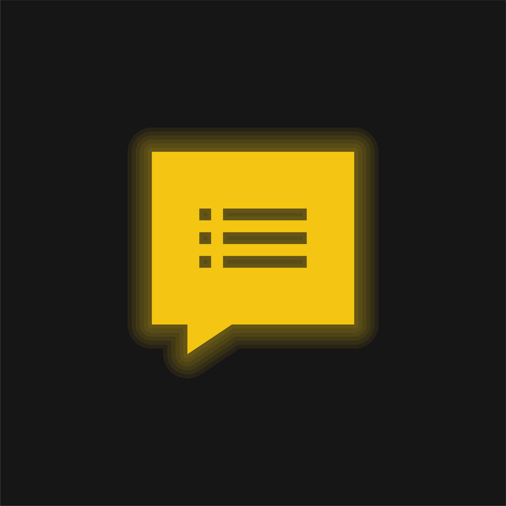 Argumento amarillo brillante icono de neón - Vector, Imagen