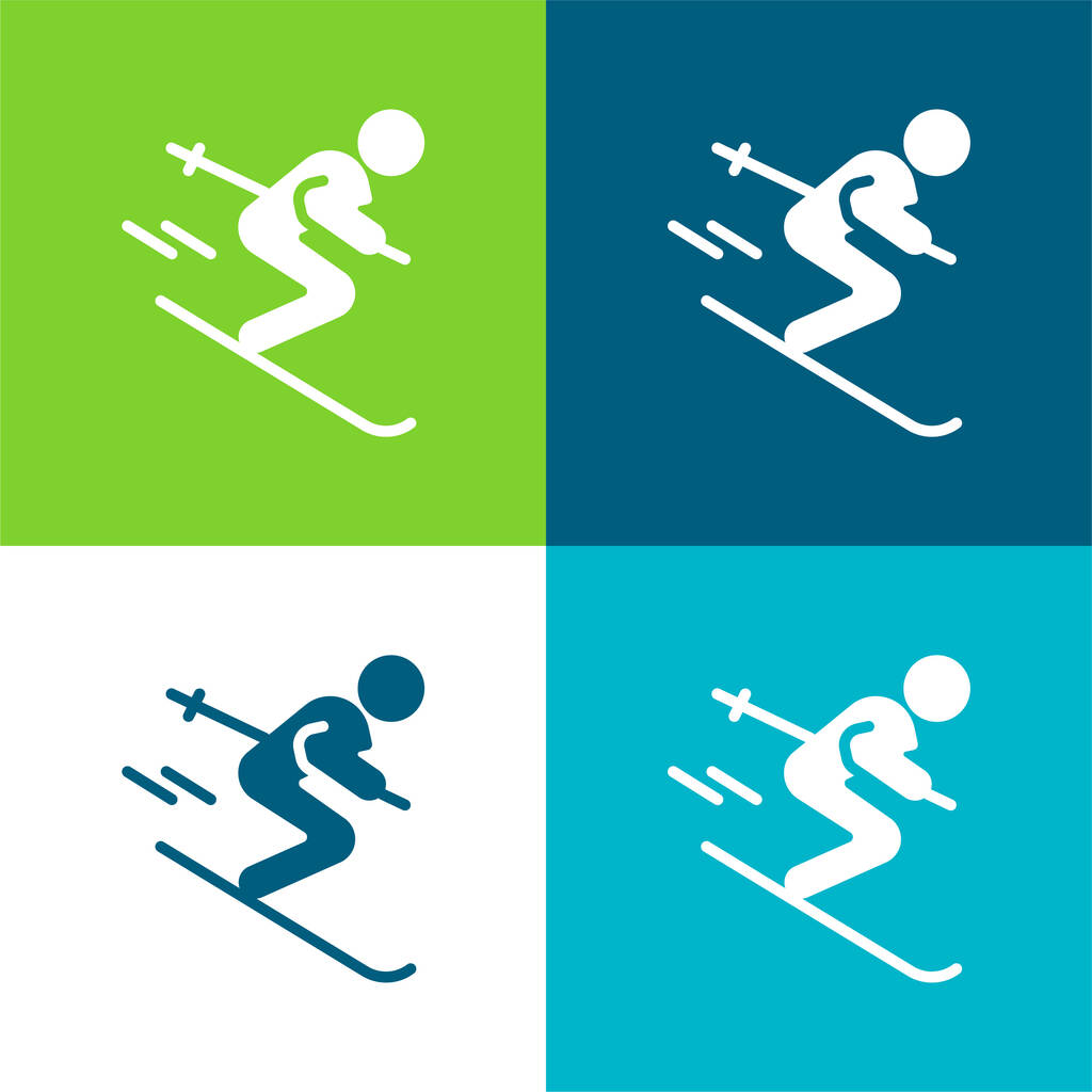 Alpesi lapos négy szín minimális ikon készlet - Vektor, kép