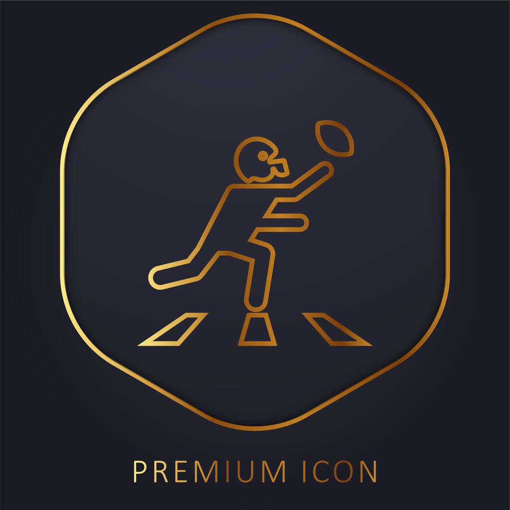 Giocatore di football americano in esecuzione con la palla linea dorata logo premium o icona - Vettoriali, immagini