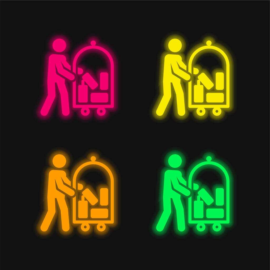 pikolík čtyři barvy zářící neonový vektor ikona - Vektor, obrázek