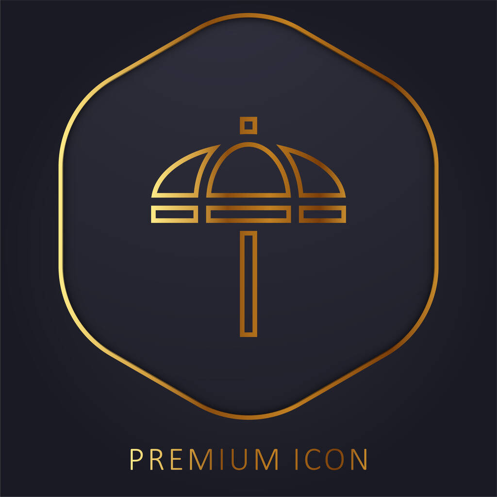 Παραλία ομπρέλα χρυσή γραμμή premium λογότυπο ή εικονίδιο - Διάνυσμα, εικόνα