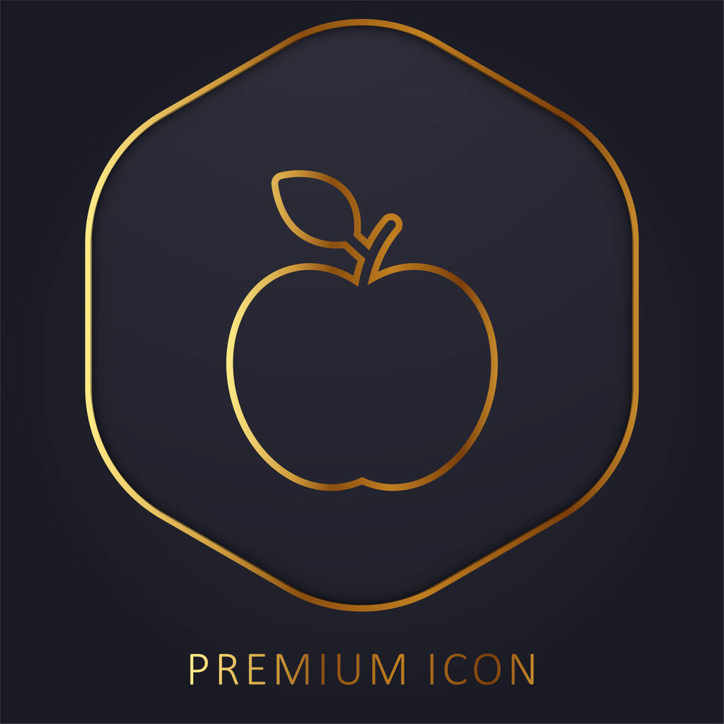 Apple With Leaf golden line premium logo or icon - Vector, Image